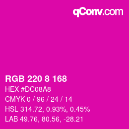 Color code: RGB 220 8 168 | qconv.com