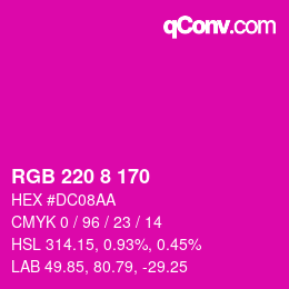 Color code: RGB 220 8 170 | qconv.com