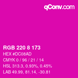 Color code: RGB 220 8 173 | qconv.com