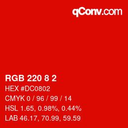 Color code: RGB 220 8 2 | qconv.com