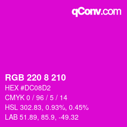 Color code: RGB 220 8 210 | qconv.com