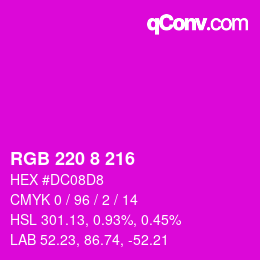 Color code: RGB 220 8 216 | qconv.com