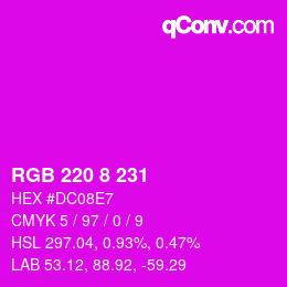 カラーコード: RGB 220 8 231 | qconv.com