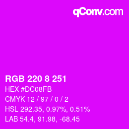 Color code: RGB 220 8 251 | qconv.com