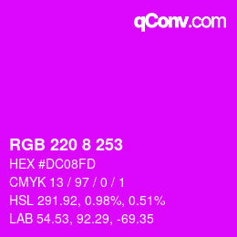 颜色代码: RGB 220 8 253 | qconv.com