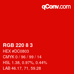 Color code: RGB 220 8 3 | qconv.com