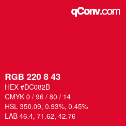 Color code: RGB 220 8 43 | qconv.com