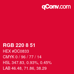 Color code: RGB 220 8 51 | qconv.com