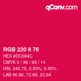 Color code: RGB 220 8 76 | qconv.com