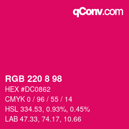 Color code: RGB 220 8 98 | qconv.com