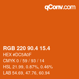 カラーコード: RGB 220 90.4 15.4 | qconv.com