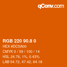 カラーコード: RGB 220 90.8 0 | qconv.com