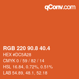 カラーコード: RGB 220 90.8 40.4 | qconv.com