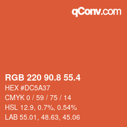 カラーコード: RGB 220 90.8 55.4 | qconv.com