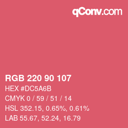 Color code: RGB 220 90 107 | qconv.com