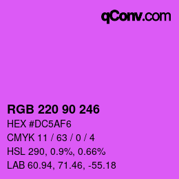 Color code: RGB 220 90 246 | qconv.com