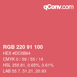 Color code: RGB 220 91 100 | qconv.com