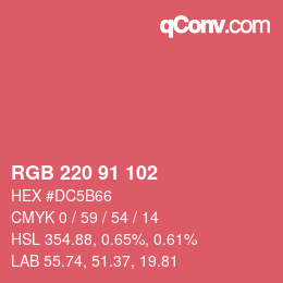Color code: RGB 220 91 102 | qconv.com