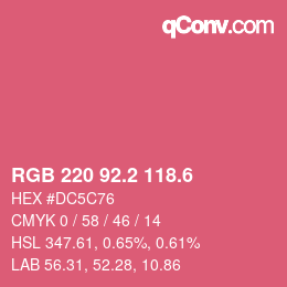 カラーコード: RGB 220 92.2 118.6 | qconv.com