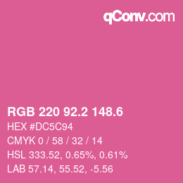 カラーコード: RGB 220 92.2 148.6 | qconv.com