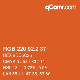 カラーコード: RGB 220 92.2 37 | qconv.com