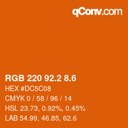 カラーコード: RGB 220 92.2 8.6 | qconv.com