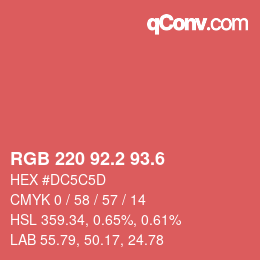 カラーコード: RGB 220 92.2 93.6 | qconv.com