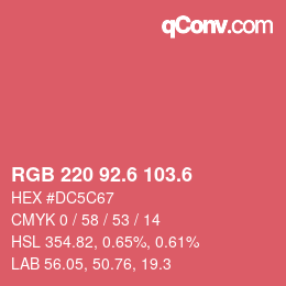カラーコード: RGB 220 92.6 103.6 | qconv.com