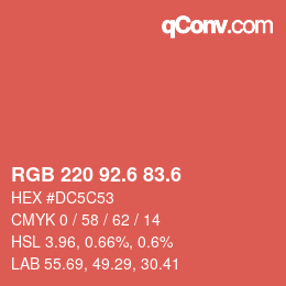 カラーコード: RGB 220 92.6 83.6 | qconv.com