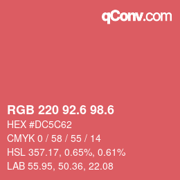 カラーコード: RGB 220 92.6 98.6 | qconv.com