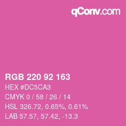 颜色代码: RGB 220 92 163 | qconv.com