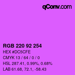 カラーコード: RGB 220 92 254 | qconv.com