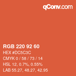 カラーコード: RGB 220 92 60 | qconv.com