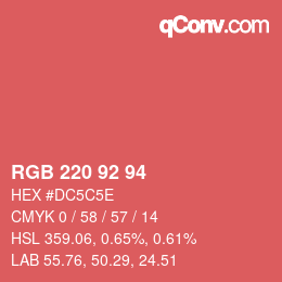 カラーコード: RGB 220 92 94 | qconv.com