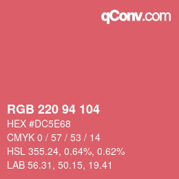 カラーコード: RGB 220 94 104 | qconv.com