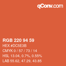 Código de color: RGB 220 94 59 | qconv.com