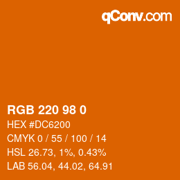 Color code: RGB 220 98 0 | qconv.com
