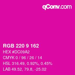 Color code: RGB 220 9 162 | qconv.com