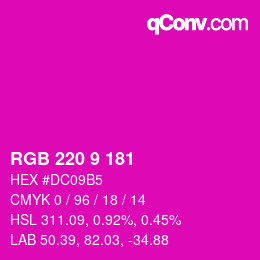 Color code: RGB 220 9 181 | qconv.com