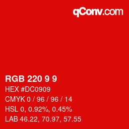 Color code: RGB 220 9 9 | qconv.com