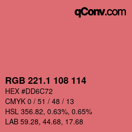 カラーコード: RGB 221.1 108 114 | qconv.com