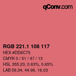 カラーコード: RGB 221.1 108 117 | qconv.com