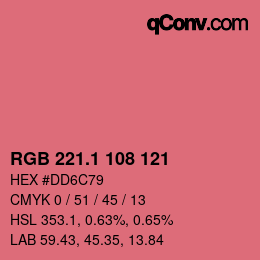 カラーコード: RGB 221.1 108 121 | qconv.com