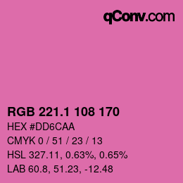 カラーコード: RGB 221.1 108 170 | qconv.com