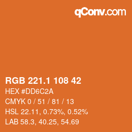 カラーコード: RGB 221.1 108 42 | qconv.com
