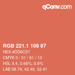 カラーコード: RGB 221.1 108 87 | qconv.com