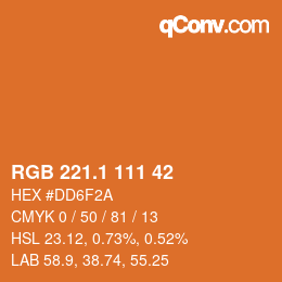 カラーコード: RGB 221.1 111 42 | qconv.com