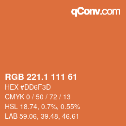 カラーコード: RGB 221.1 111 61 | qconv.com