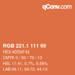 カラーコード: RGB 221.1 111 66 | qconv.com