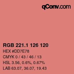 カラーコード: RGB 221.1 126 120 | qconv.com